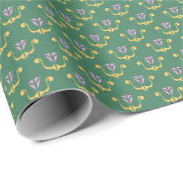 Crista floral moderna em papel de embrulho verde