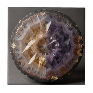Cristal de Luxo Geodo de Ametista Citrino Fendido