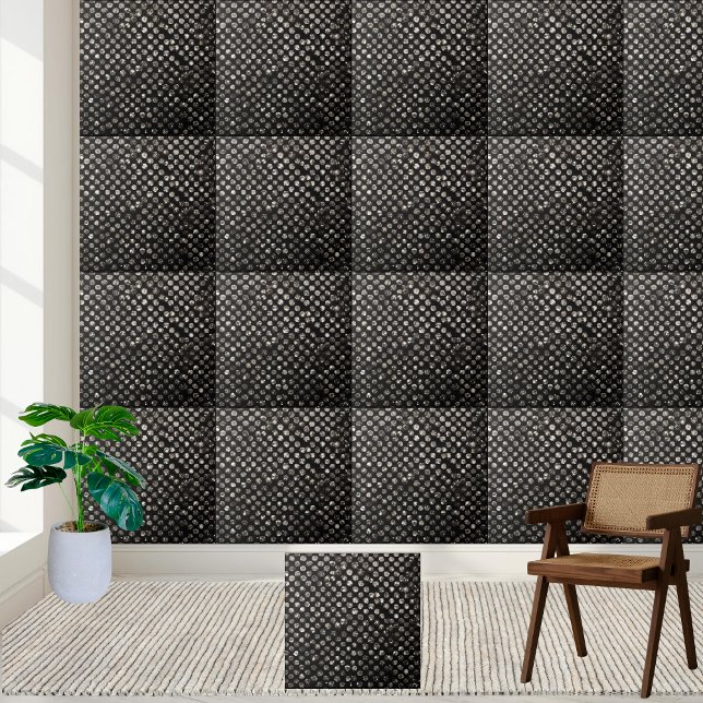 Cristal de Prata Branca, Negra, com Pedra (Sparkling Black White Silver Crystal Stone-like Ceramic Tile)