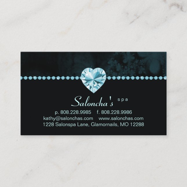 Cristal de rocha azul do coração do cartão de (Frente)