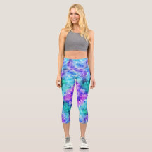 Cristal Roxo e Teal - Leggings Capris Bonito