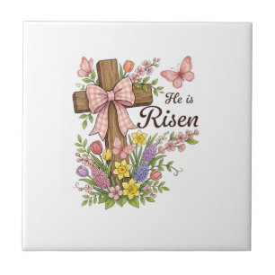 Cristão - Ele Ressuscitou Cruz Floral Religiosa Le