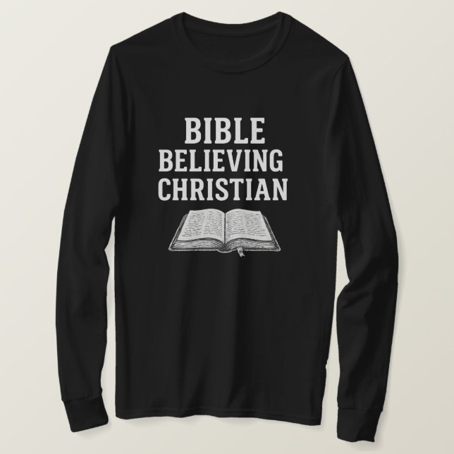 Cristão que crê na Bíblia - Camisa Manga Longa (Frente do Design)