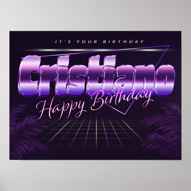 Cristiano Name Vorname retro Poster Geburtstag (Frente)