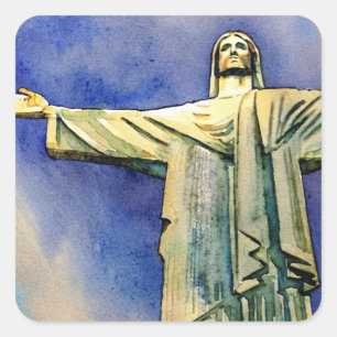 Cristo da etiqueta quadrada de cor d'água do Redee