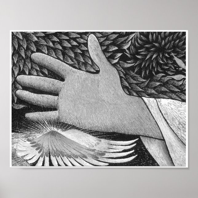 Cristo de boas-vindas Triptych 8,5X11 B/W Poster (Frente)