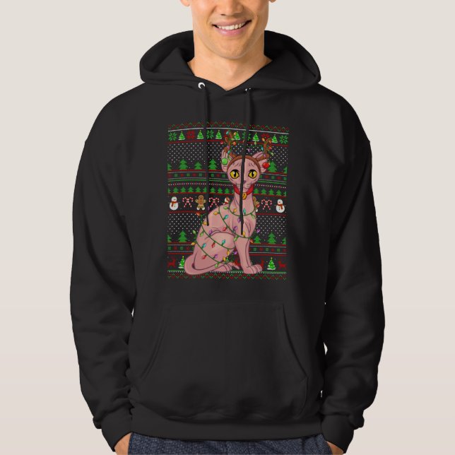 Cristo De Gato Sphynx Com Estilo De Suéter Do Xmas (Frente)