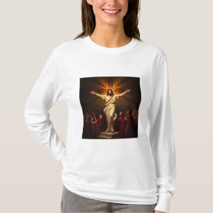Cristo é a Camiseta de Longa Folha das Mulheres Ri