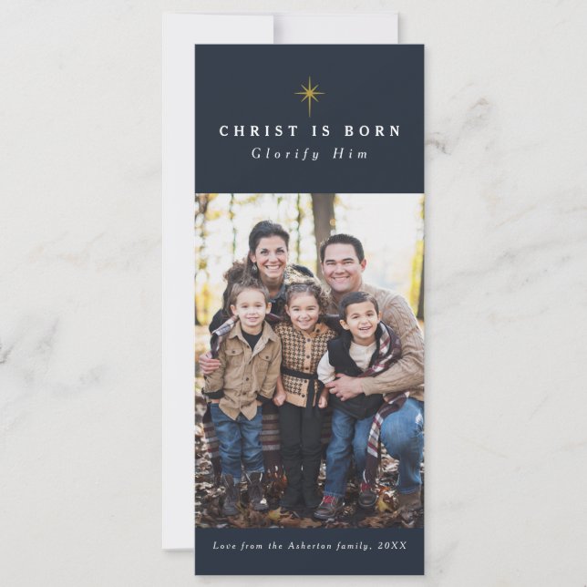 Cristo é Cartões de foto de Natal religioso nascer (Frente)