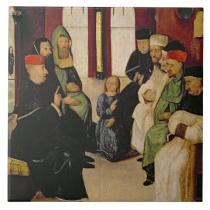 Cristo entre os doutores (óleo no painel)