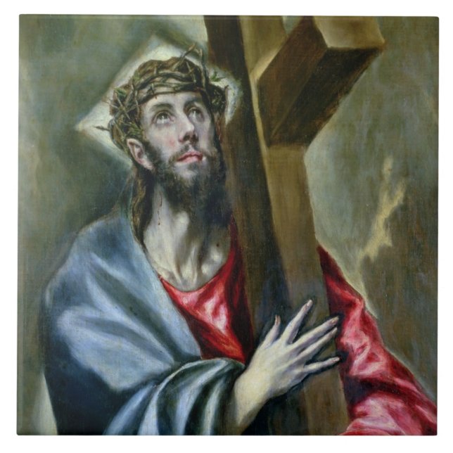 Cristo que Clasping a cruz, 1600-10 (óleo em (Frente)