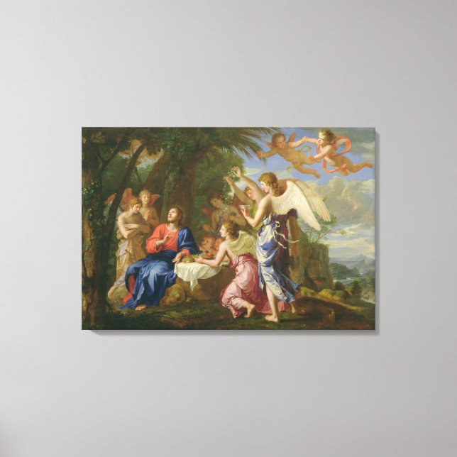 Cristo servido pelos anjos, c.1650 (óleo na canvas (Frente)