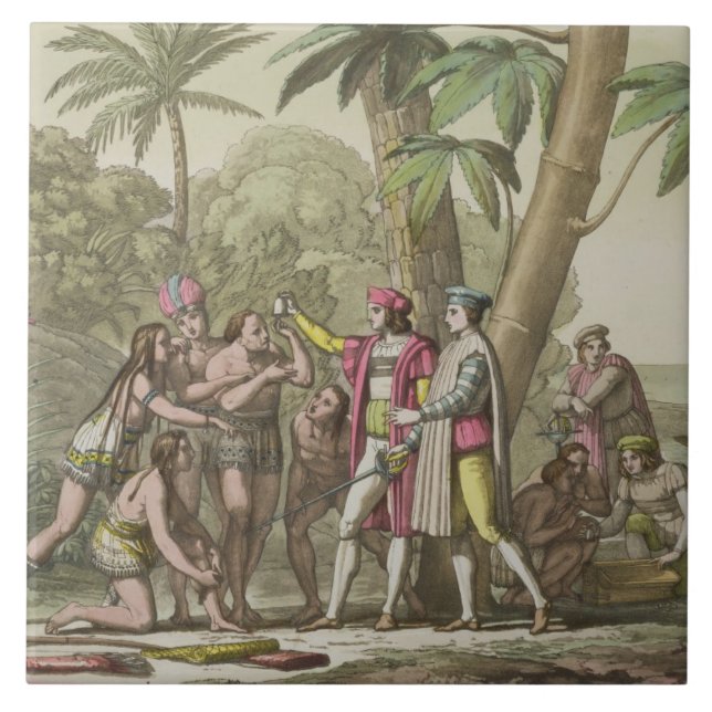 Cristóvão Colombo (1451-1506) com Ameri nativo (Frente)