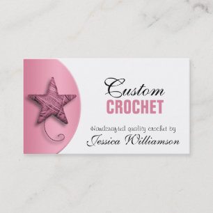 Crochet - Cartões de visitas cor-de-rosa com form