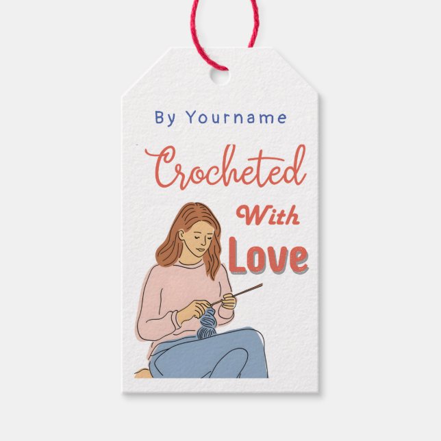 Crochet com amor Etiqueta de presente feita à mão  (Frente)