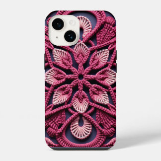 Crochet de Avó Branco Cor-de-Rosa, Quadrado
