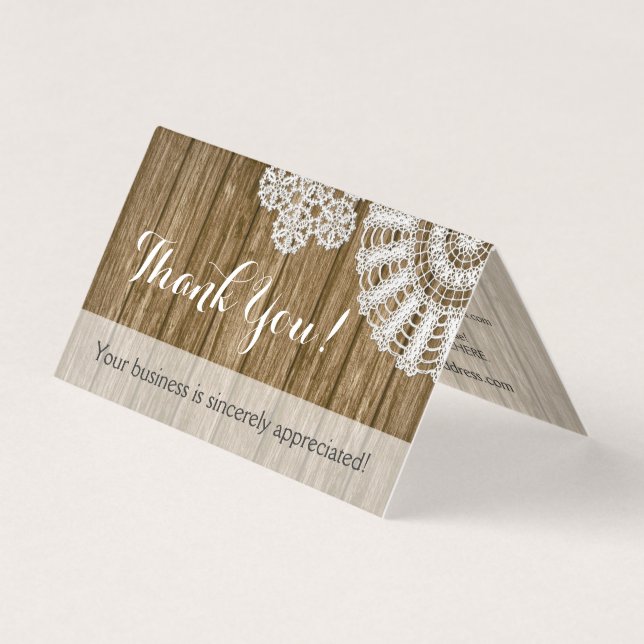 Crochet Doílias Cartões de agradecimentos de madei (Frente)