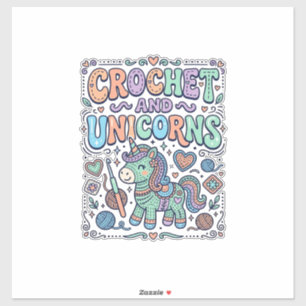 Crochet Unicórnio e Adesivo Kawaii de Unicórnios e