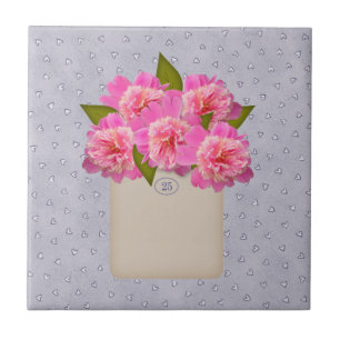 Crock Of Peonies Azulejo