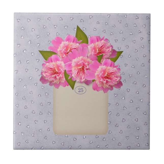 Crock Of Peonies Azulejo (Frente)