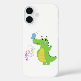 Crocodilo acolhedor, desfrutando da melodia de um