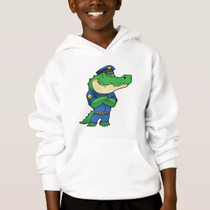 Crocodilo como agente da polícia com uniforme