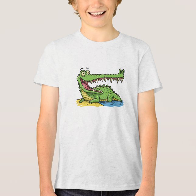 Crocodilo de Cartoon Engraçado com Sorriso Grande (Frente)