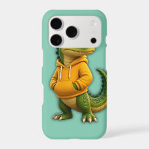 Crocodilo Engraçado com Capuz Amarelo e Telefone V