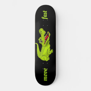 Crocodilo engraçado no skate preto