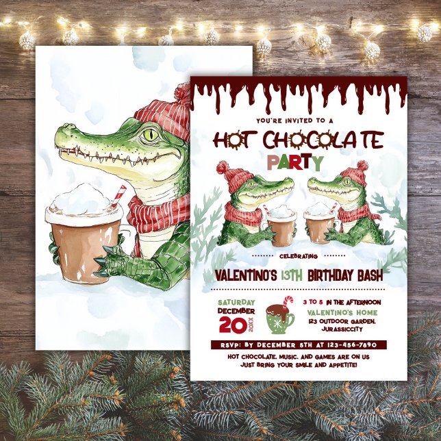 Crocodilo Hot Chocolate Party Birthday Convite (Criador carregado)