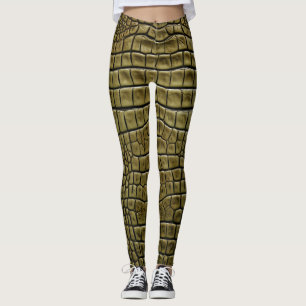 Crocodilo Pele Impressão Marrom Leggings & Yoga Pa