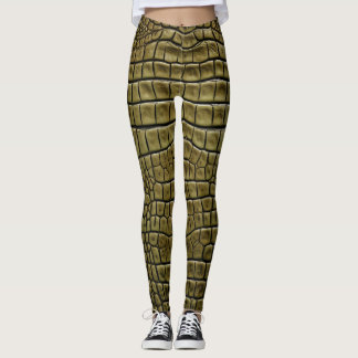 Crocodilo Pele Impressão Marrom Leggings & Yoga Pa