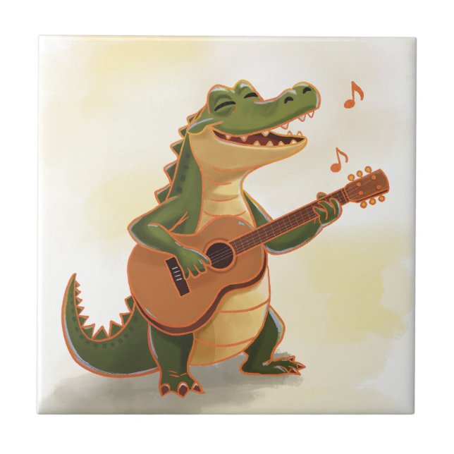 Crocodilo Rockeiros com Guitarra – Divertido Anima (Frente)