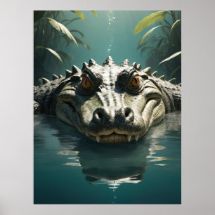 Crocodilo Sereno na Impressão de Arte Selvagem de 