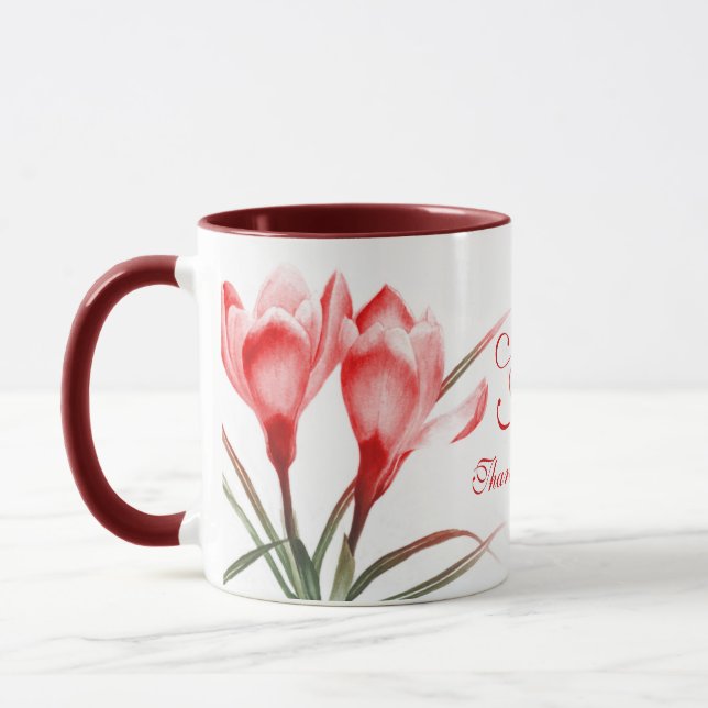 Crocus fine art "Amigo incrível", caneca rosa verm (Esquerda)