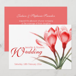 Crocus red pink, convite para o casamento floral
