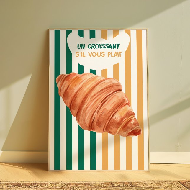 Croissant Poster French Bakery Kitchen Wall Art (Criador carregado)