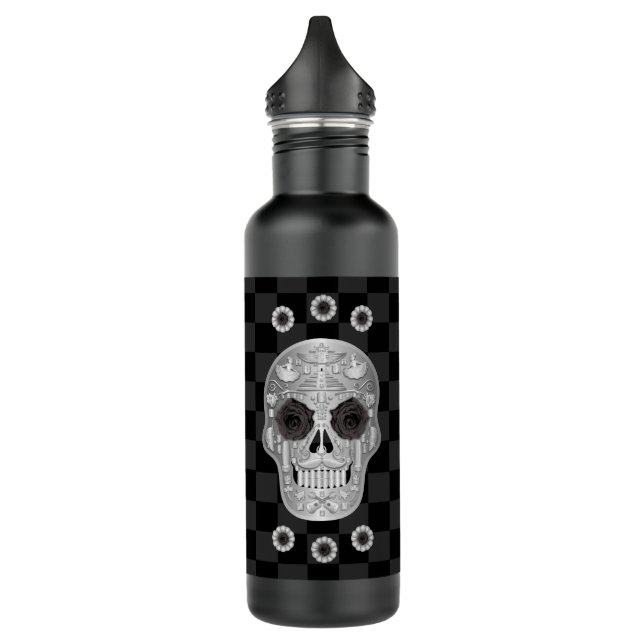 Cromo Calavera (Rosa preto) Garrafa de Água Inocen (Esquerda)