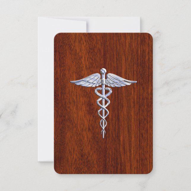 Cromo Como Caduceus Símbolo Médico Estilo Mahogany (Frente)