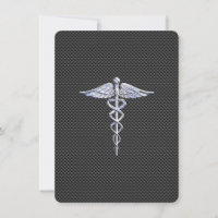 Cromo Como Caduceus Símbolo Médico Fibra de Carbon