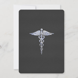 Cromo Como Caduceus Símbolo Médico Fibra de Carbon