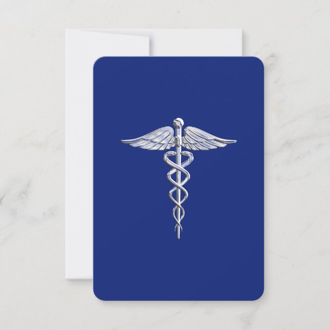 Cromo Como Caduceus Símbolo Médico Marinho Deco Az (Frente)