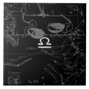 Cromo prateado como Libra Zodiac Sinal em Hevelius
