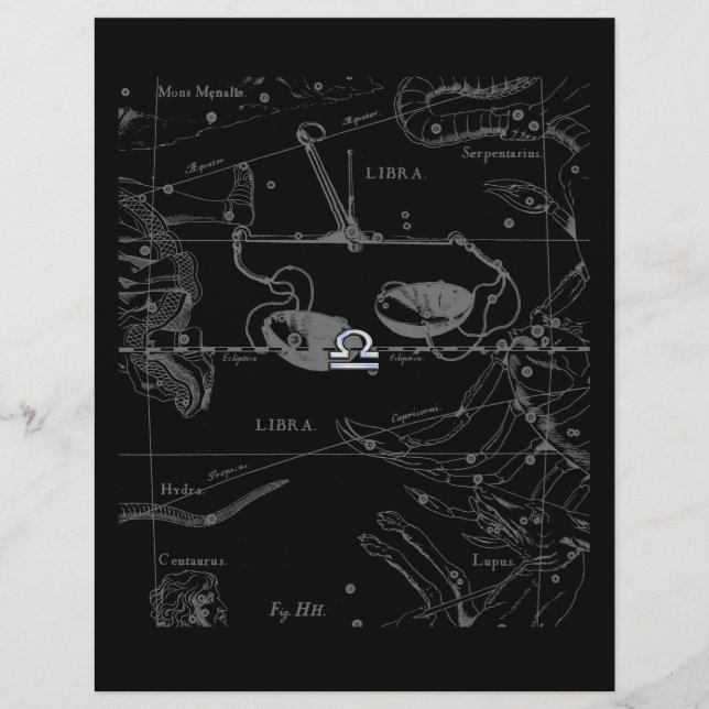 Cromo prateado como Libra Zodiac Sinal em Hevelius (Frente)