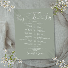 Cronograma de Casamento com Coração em Verde Sage 