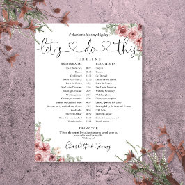 Cronograma de Casamento em Letra Floral Rosa Empoe