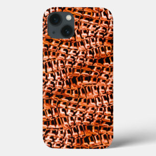 Crooked and wavy coral jute mesh, orange and red