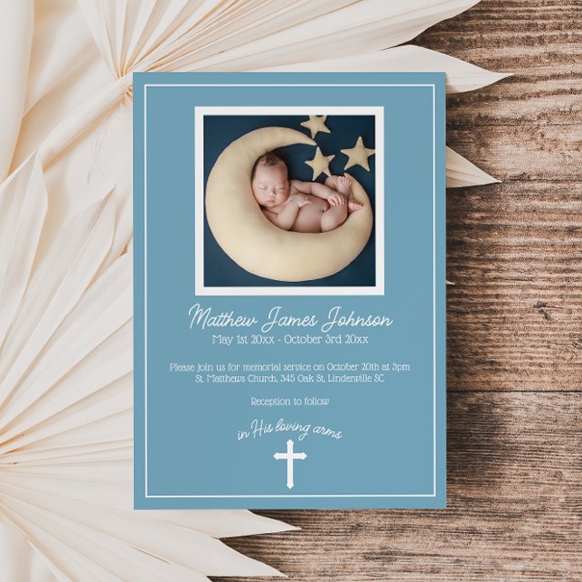 Cross Christian Baby Memorial Funeral Convite (Criador carregado)