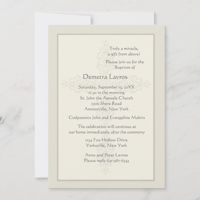 Cross Watermark Ecru Convite Religioso (Frente)