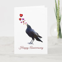 Crow com Cartão de Aniversário do Coração